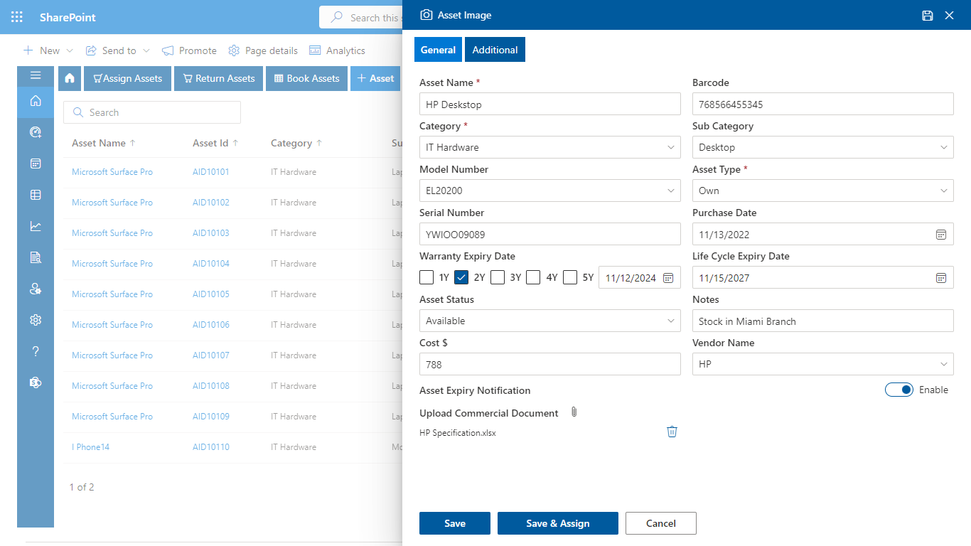 screenshot of Asset Management 365
